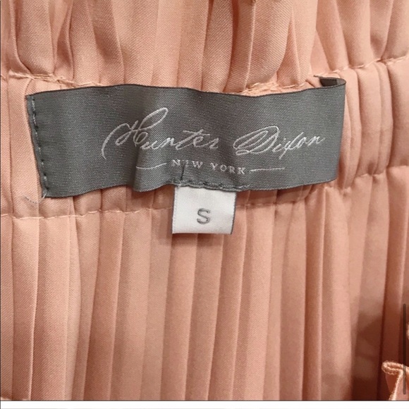 Hunter Dixon Accordion Pleated Blush Peach Pink Midi Skirt with Sash Tie Small - Picture 6 of 8